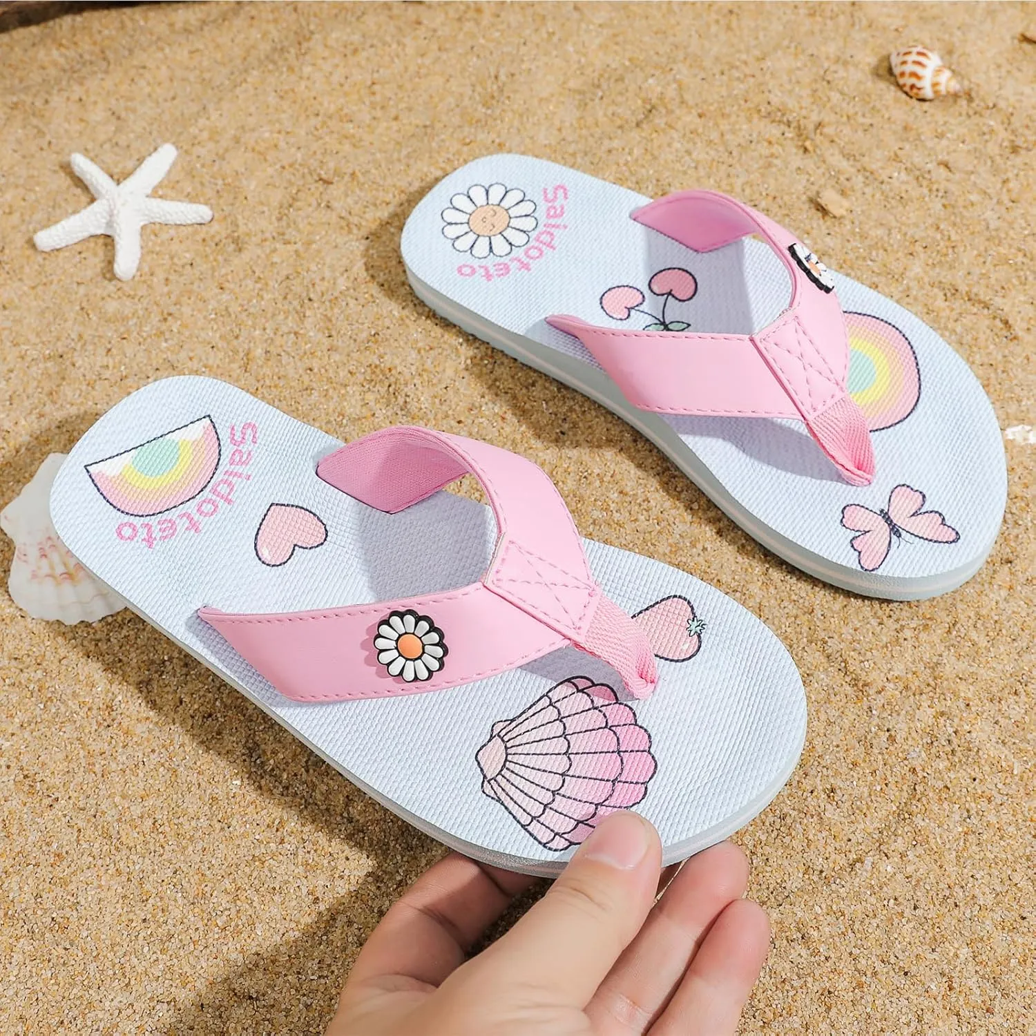 Saidoteto Boys Girls Flip Flops Child Summer Slip-on Thong Sandals Beach Pool Water Shoes(Little/Big Kid)