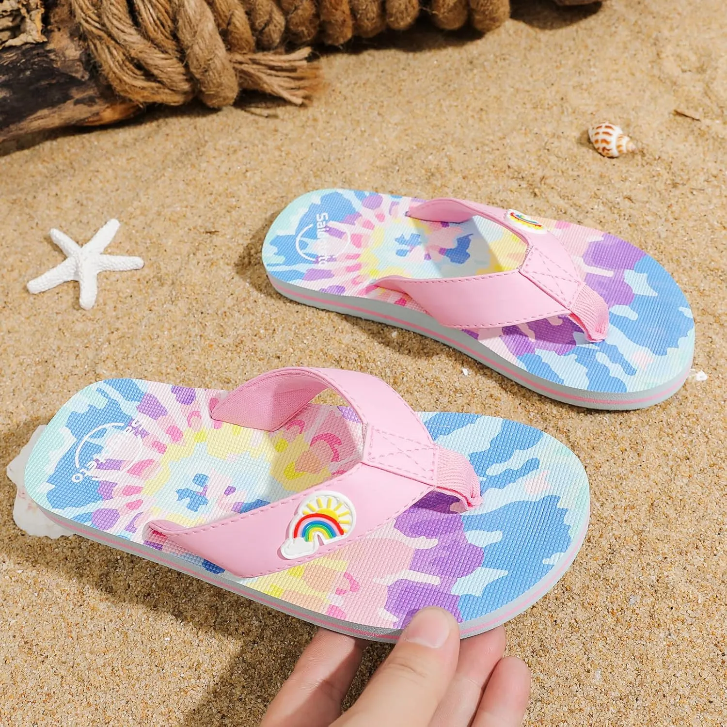 Saidoteto Boys Girls Flip Flops Child Summer Slip-on Thong Sandals Beach Pool Water Shoes(Little/Big Kid)