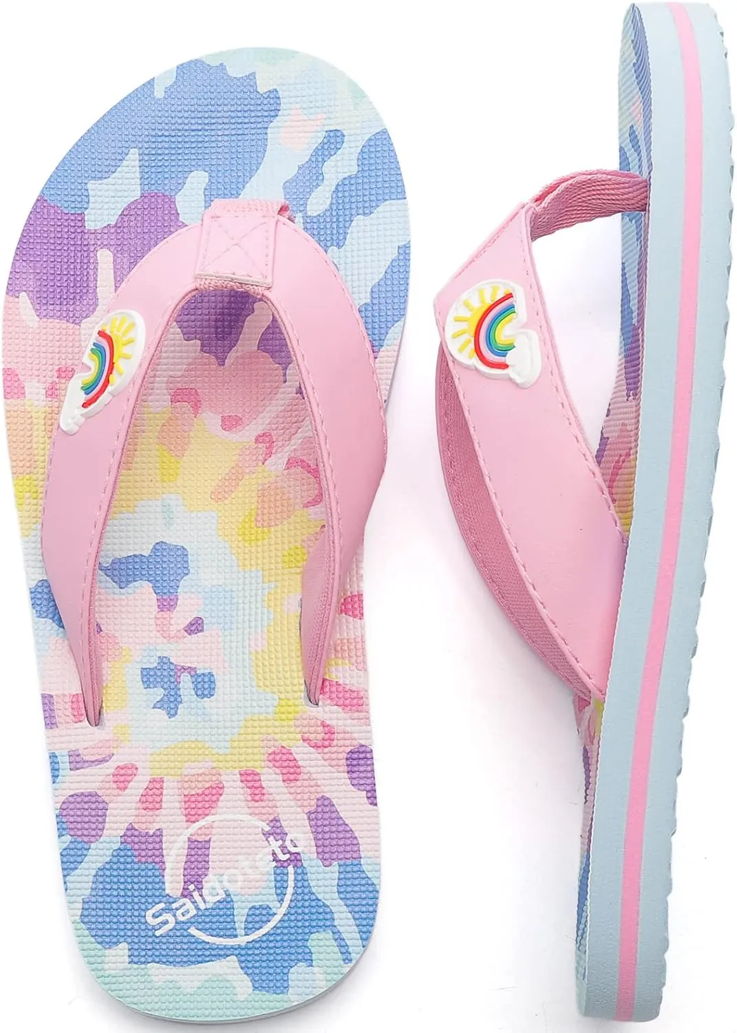 Saidoteto Boys Girls Flip Flops Child Summer Slip-on Thong Sandals Beach Pool Water Shoes(Little/Big Kid)
