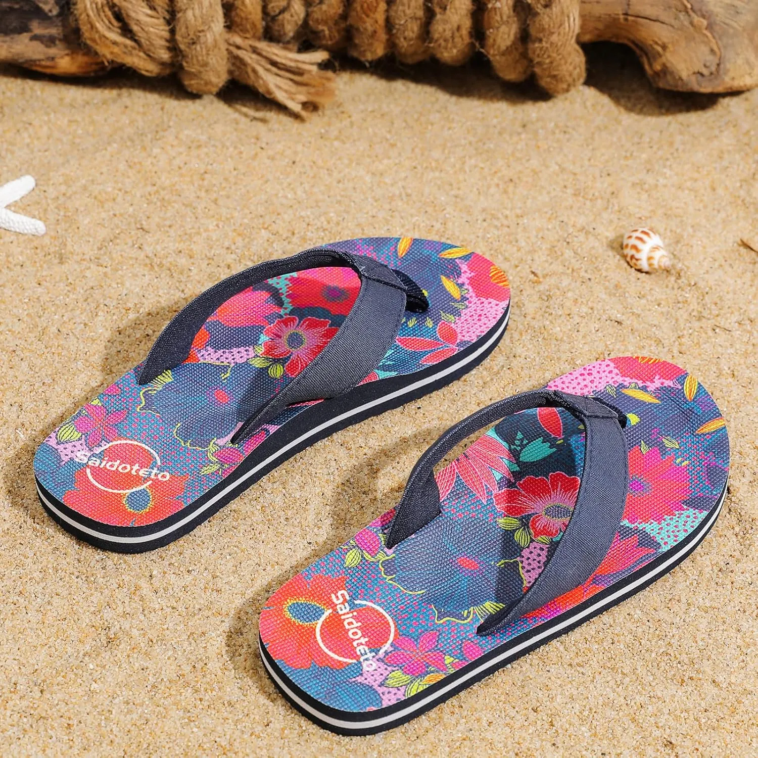 Saidoteto Boys Girls Flip Flops Child Summer Slip-on Thong Sandals Beach Pool Water Shoes(Little/Big Kid)