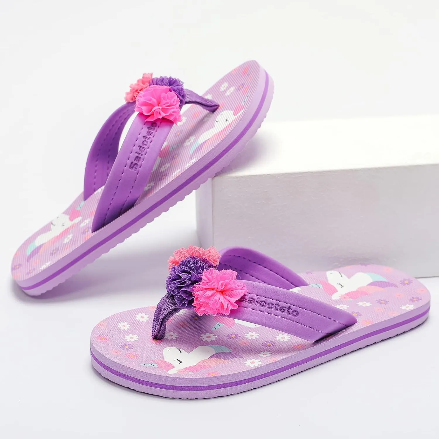 Saidoteto Boys Girls Flip Flops Child Summer Slip-on Thong Sandals Beach Pool Water Shoes(Little/Big Kid)