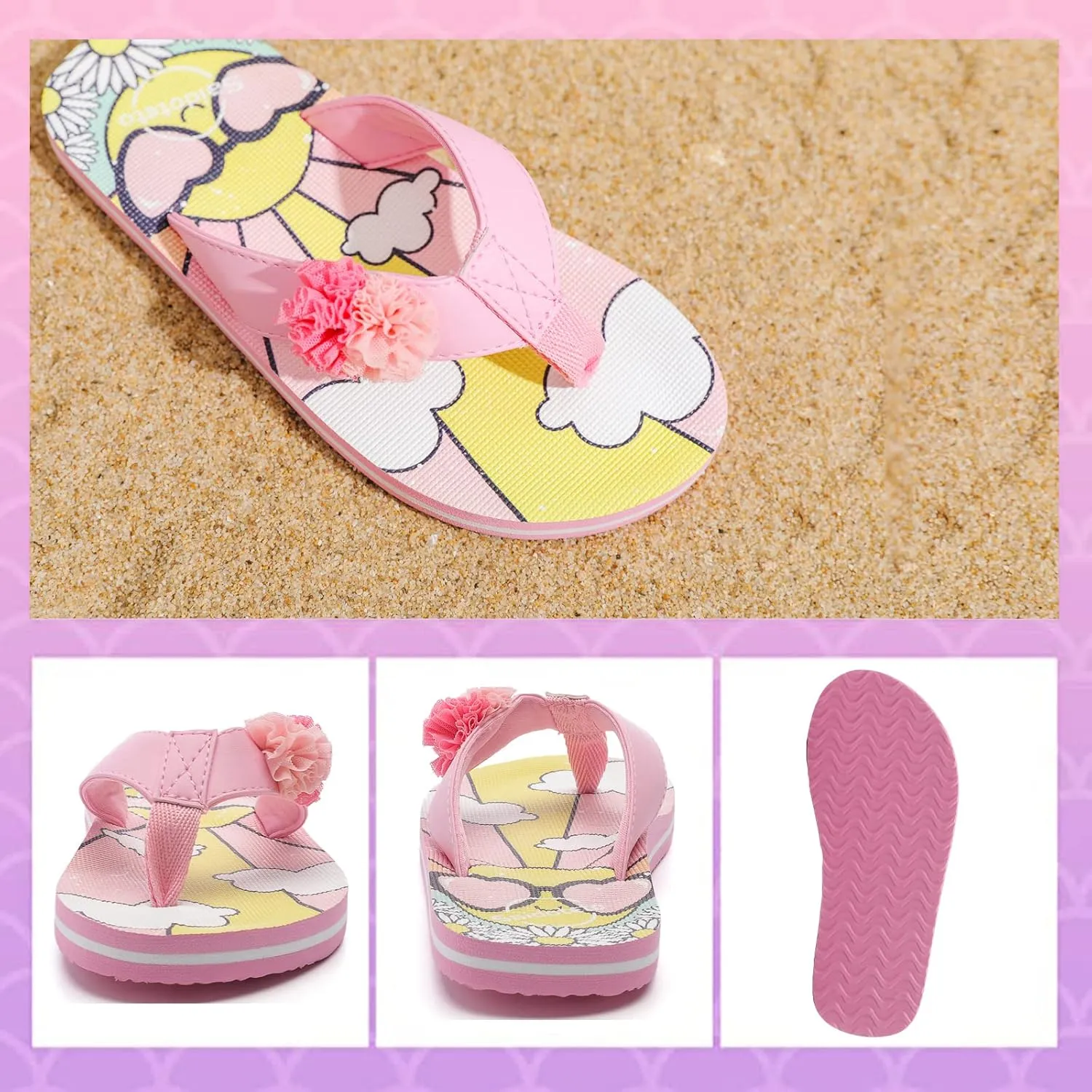 Saidoteto Boys Girls Flip Flops Child Summer Slip-on Thong Sandals Beach Pool Water Shoes(Little/Big Kid)