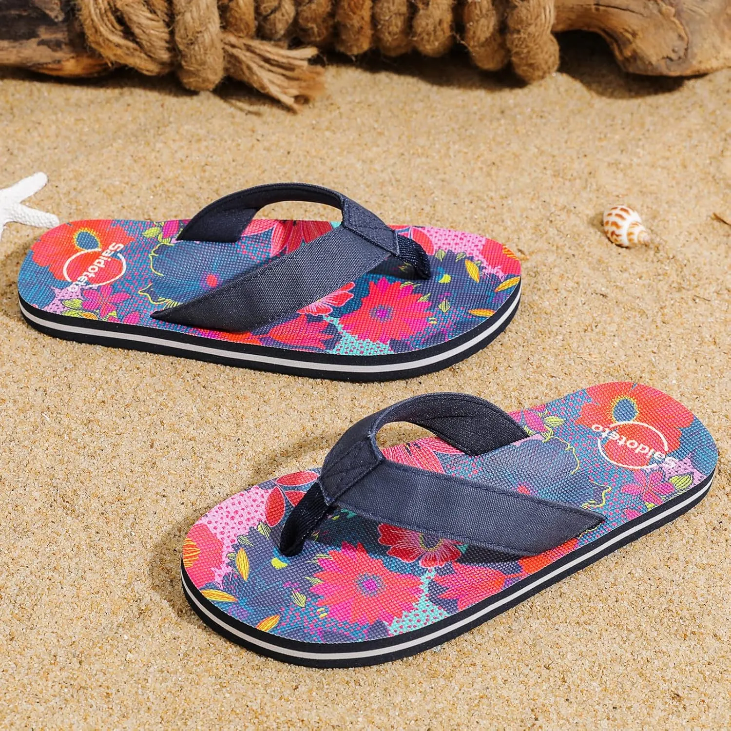 Saidoteto Boys Girls Flip Flops Child Summer Slip-on Thong Sandals Beach Pool Water Shoes(Little/Big Kid)