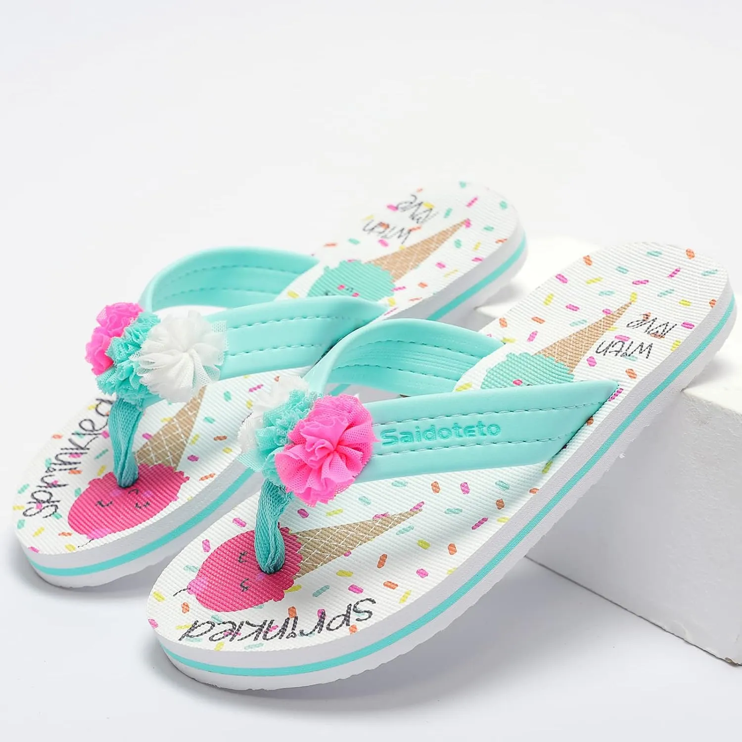 Saidoteto Boys Girls Flip Flops Child Summer Slip-on Thong Sandals Beach Pool Water Shoes(Little/Big Kid)