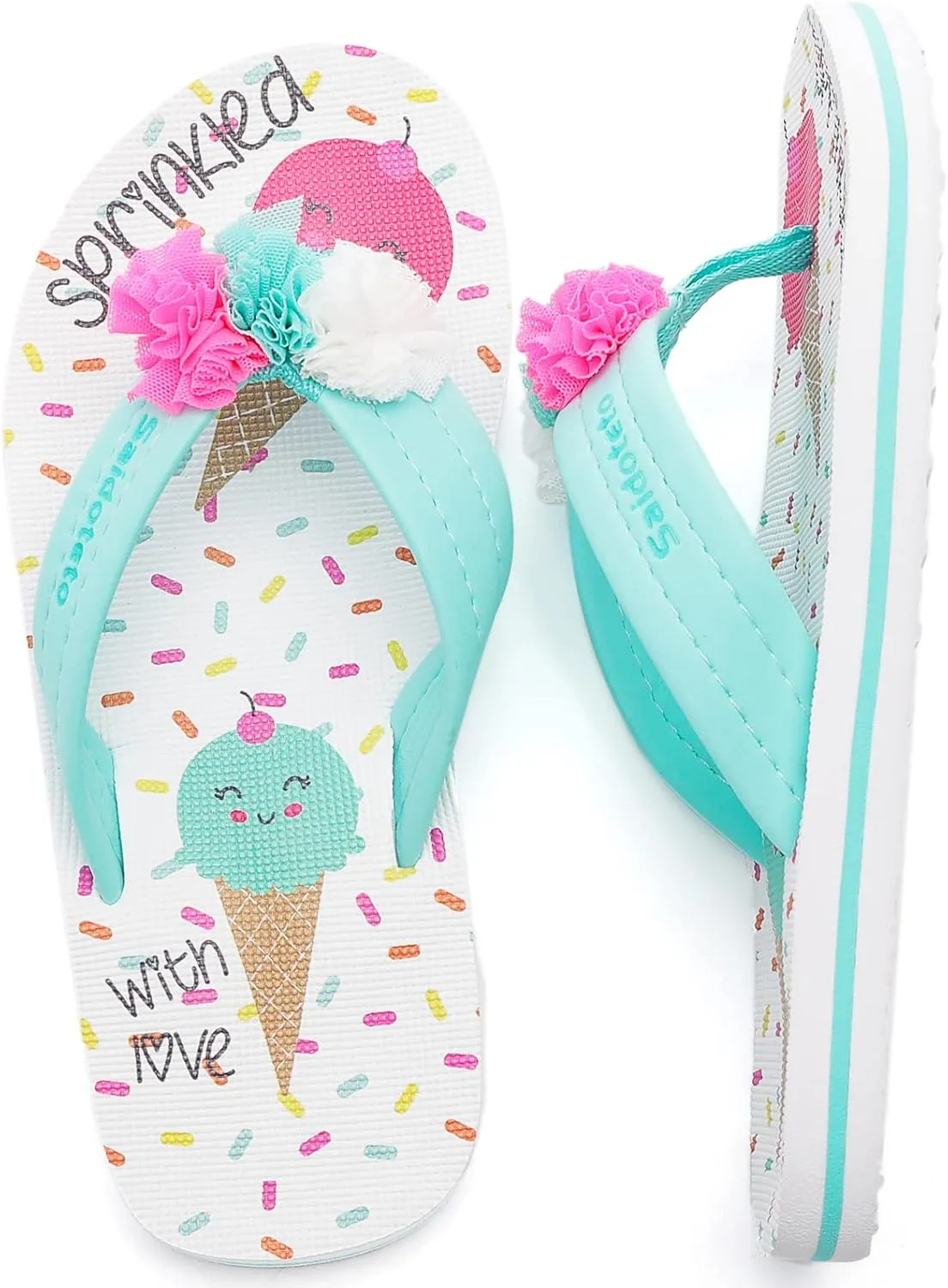 Saidoteto Boys Girls Flip Flops Child Summer Slip-on Thong Sandals Beach Pool Water Shoes(Little/Big Kid)