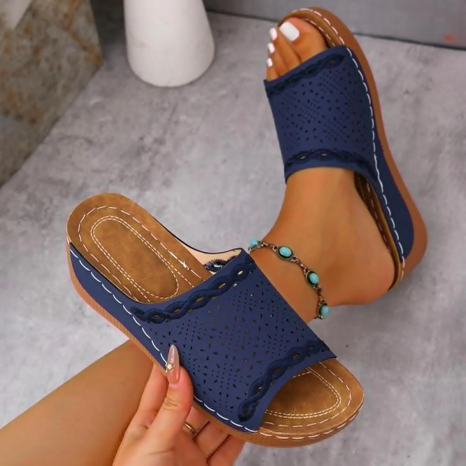 Sandals for Women Dressy Summer Ankle Strap Closed Toe Espadrille Wedge Platform Casual Shoes 2025 Retro Espadrilles Wedges Flat Open Comfortable Anti Slip Summer with Adjustable Buckle