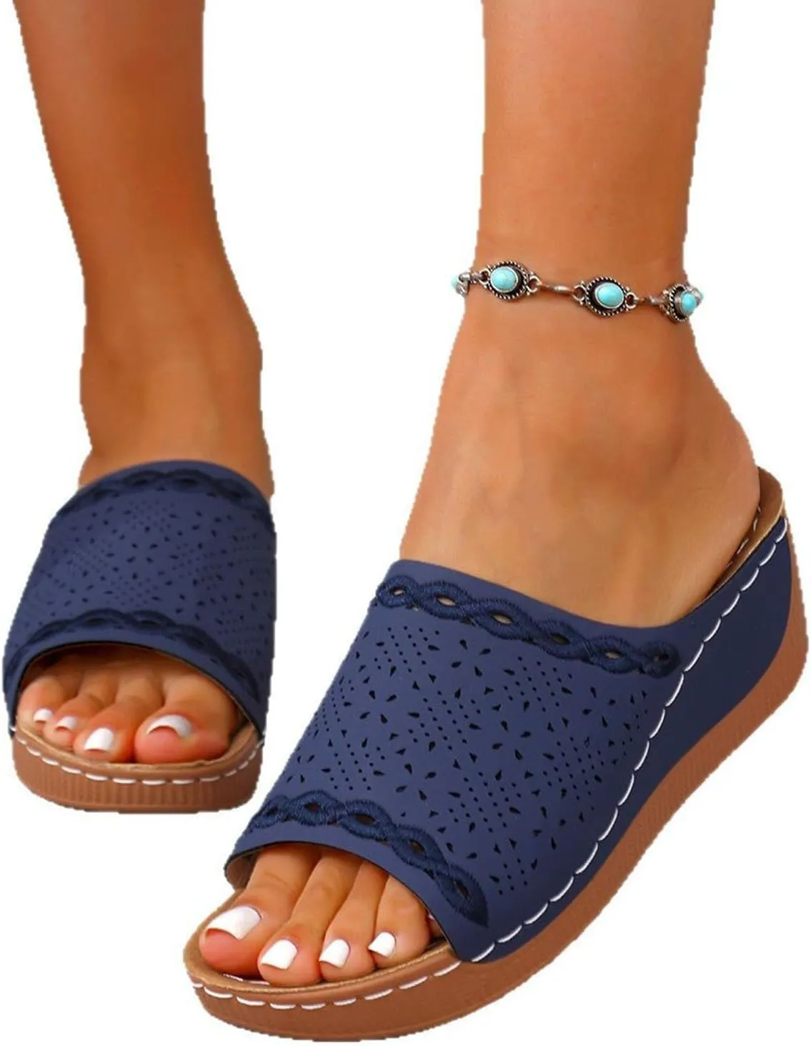 Sandals for Women Dressy Summer Ankle Strap Closed Toe Espadrille Wedge Platform Casual Shoes 2025 Retro Espadrilles Wedges Flat Open Comfortable Anti Slip Summer with Adjustable Buckle