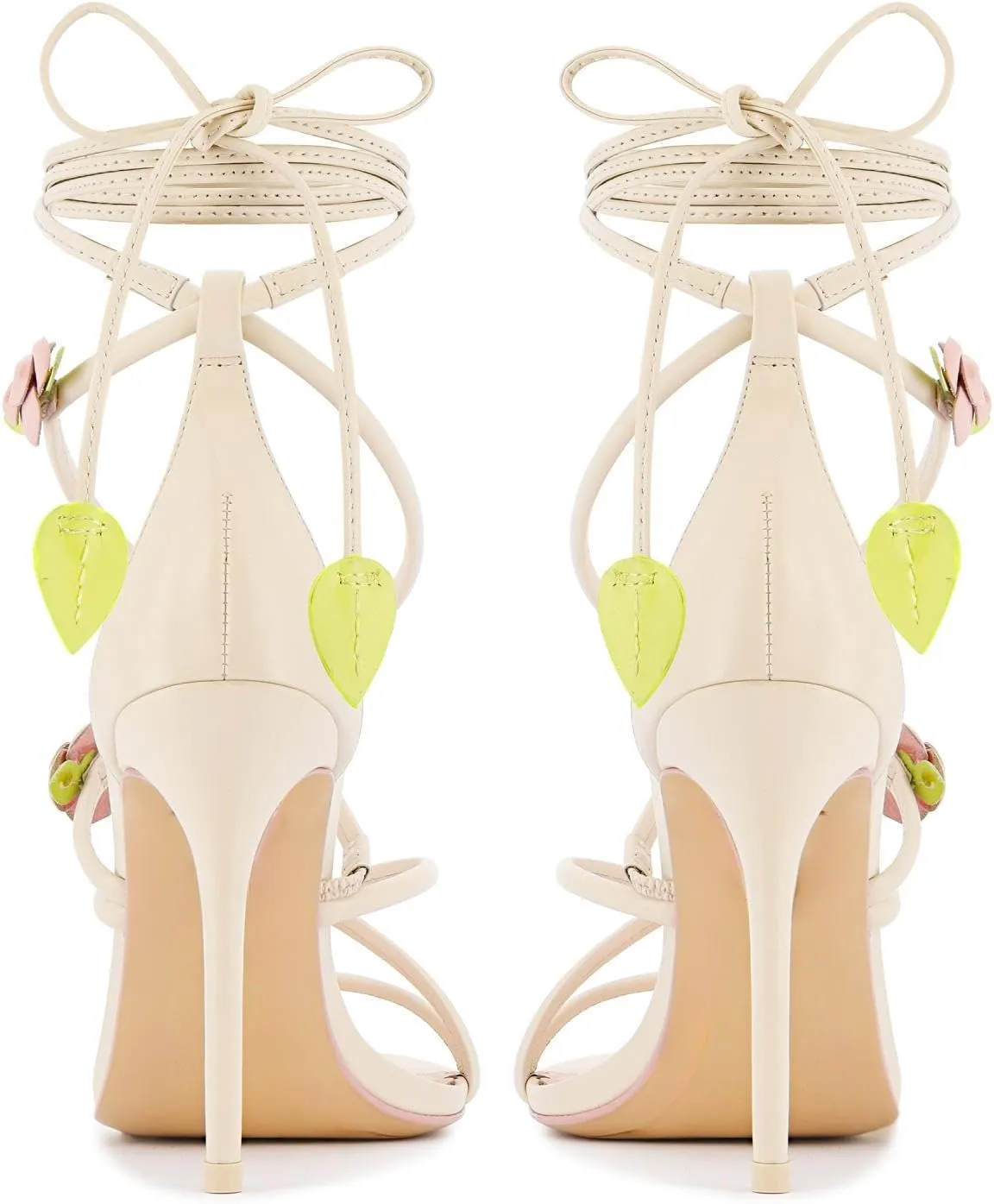 sexytag Floral Ankle Strappy Lace Up Stiletto Heeled Sandals Open Toe Rose Flower Party Wedding Date Dress Shoes