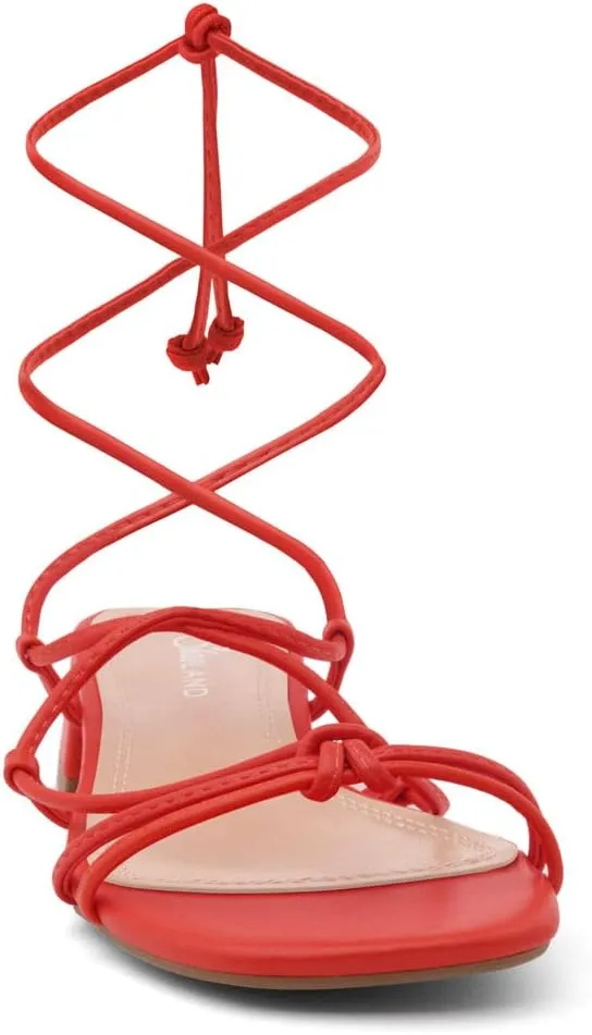 Shoe Land SL-Danica Women's Lace-Up Chunky Low Heels, Strappy Ankle Wrap Heeled Sandals, Square Open Toe Tie-Up Dress Sandals for Holiday, Party, and Wedding