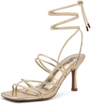 Shoe Land SL-Lumi Women's Lace-Up Heels, Square Open Toe Strappy Heeled Sandals, Ankle Wrap Tie-Up High Heels, Dressy Stiletto Heels for Prom, Wedding, and Party