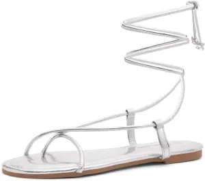 Shoe Land Women’s Flat Sandals – Comfortable Lace-Up Gladiator Sandals with Adjustable Ankle Wrap | Strappy Crisscross Open Toe Tie-Up Shoes for Summer, Beach & Travel