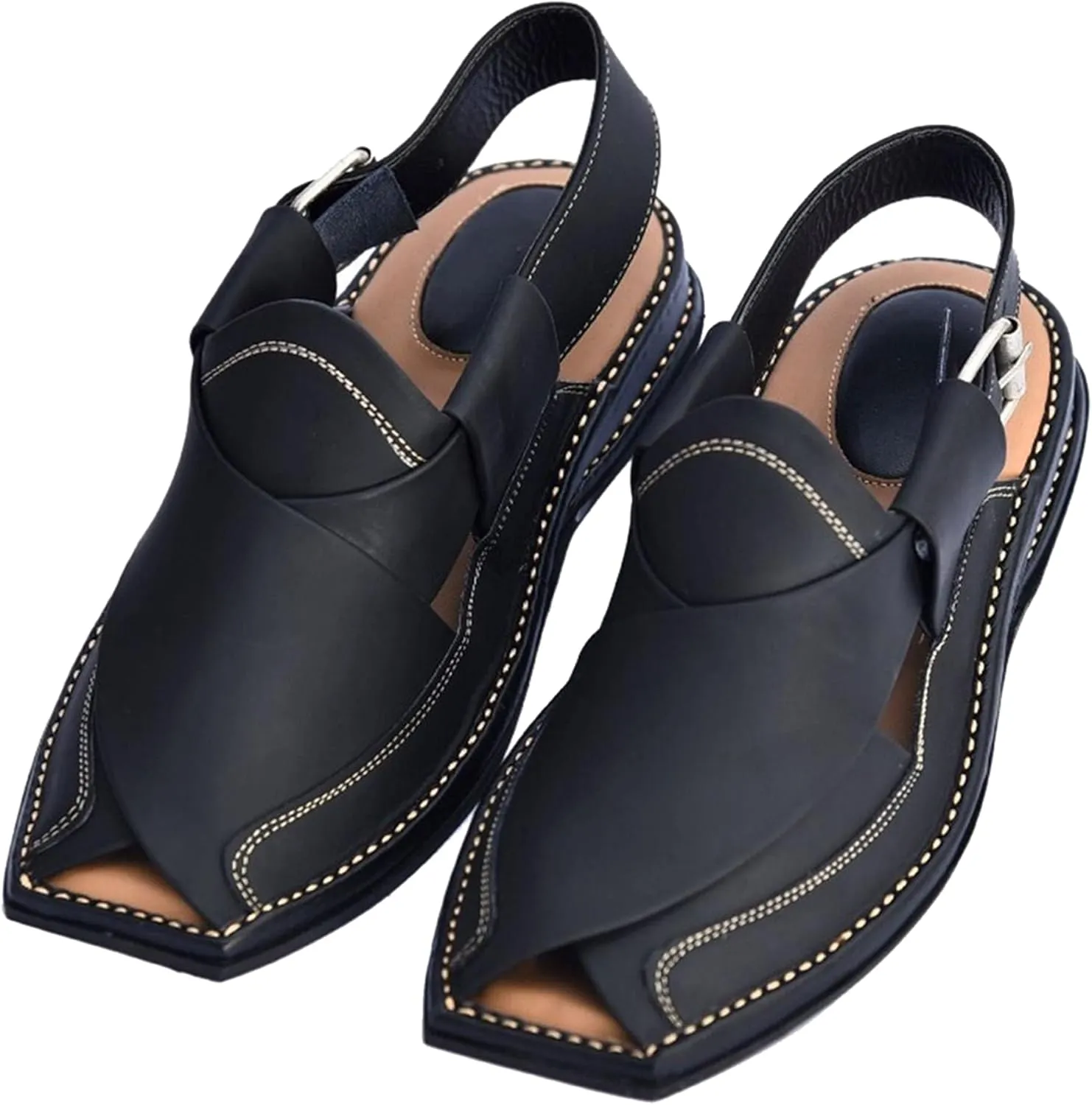 SKY-SELLER Mens Footwear Handmade Sandals Double Sole Cowhide Leather Shoes - Aesthetic Outdoor Chappal for Men Boot