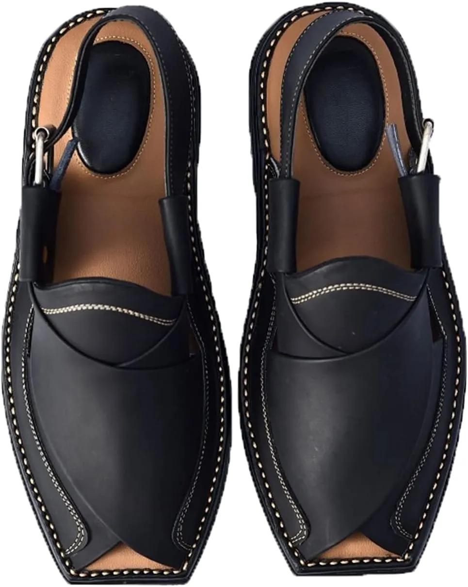 SKY-SELLER Mens Footwear Handmade Sandals Double Sole Cowhide Leather Shoes - Aesthetic Outdoor Chappal for Men Boot