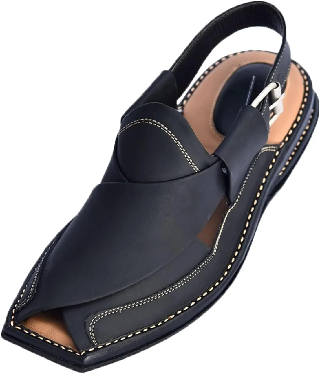 SKY-SELLER Mens Footwear Handmade Sandals Double Sole Cowhide Leather Shoes - Aesthetic Outdoor Chappal for Men Boot