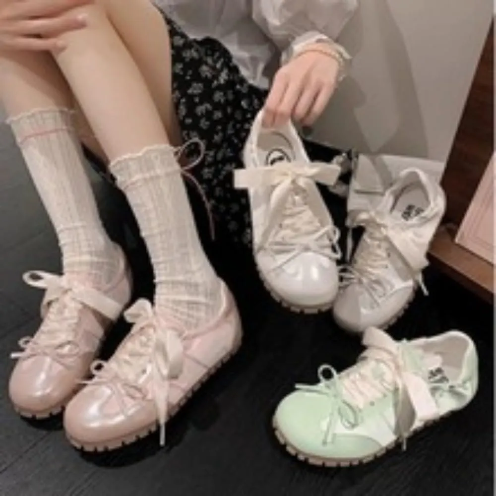 Sneakerina Lace-up Satin Ballet Sneakers Women Girls Cute Y2K Retro Lightweight Breathable Non-Slip Sole Casual Platform Tennis Sneakers Preppy Back to School Gifts Daughter Granddaughter