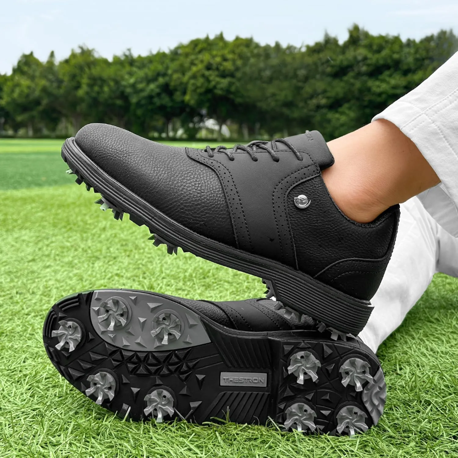 Spikes Golf Shoes Men Professional Golf Shoes Waterproof Walking Footwears for Golfers Outdoor Gym Sneakers