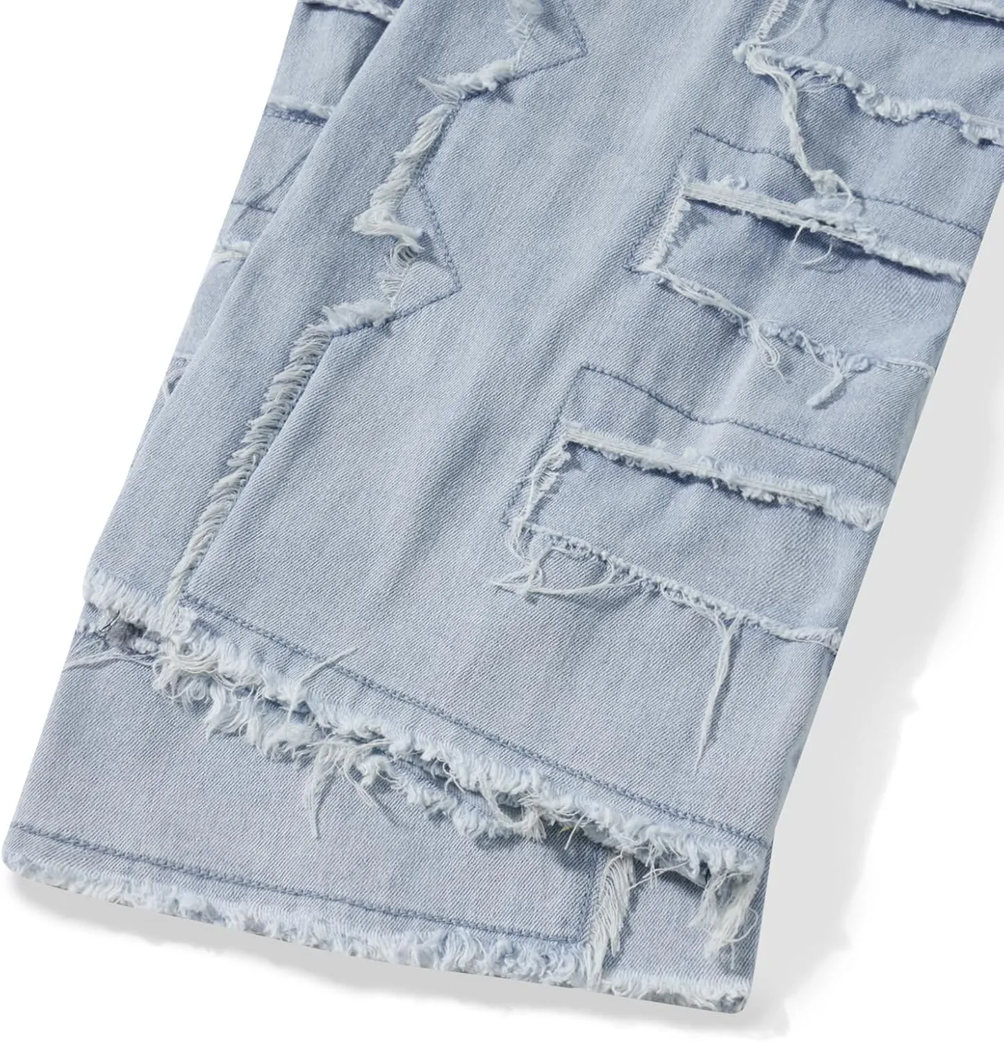 Stacked Jeans Men Skinny Ripped Jeans Slim Fit Patchwork Denim Pants Y2K Goth Harajuku Emo Hip Hop Jeans Trouser