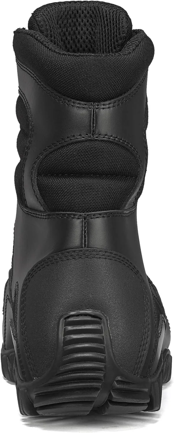 Tactical Research TR960 8” Lightweight Hot Weather Black Tactical Boots for Men - Polishable Leather Designed for Police, EMS, and Security Personnel with Vibram Ibex Outsole