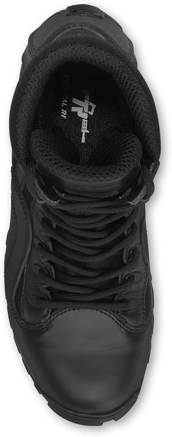 Tactical Research TR960 8” Lightweight Hot Weather Black Tactical Boots for Men - Polishable Leather Designed for Police, EMS, and Security Personnel with Vibram Ibex Outsole