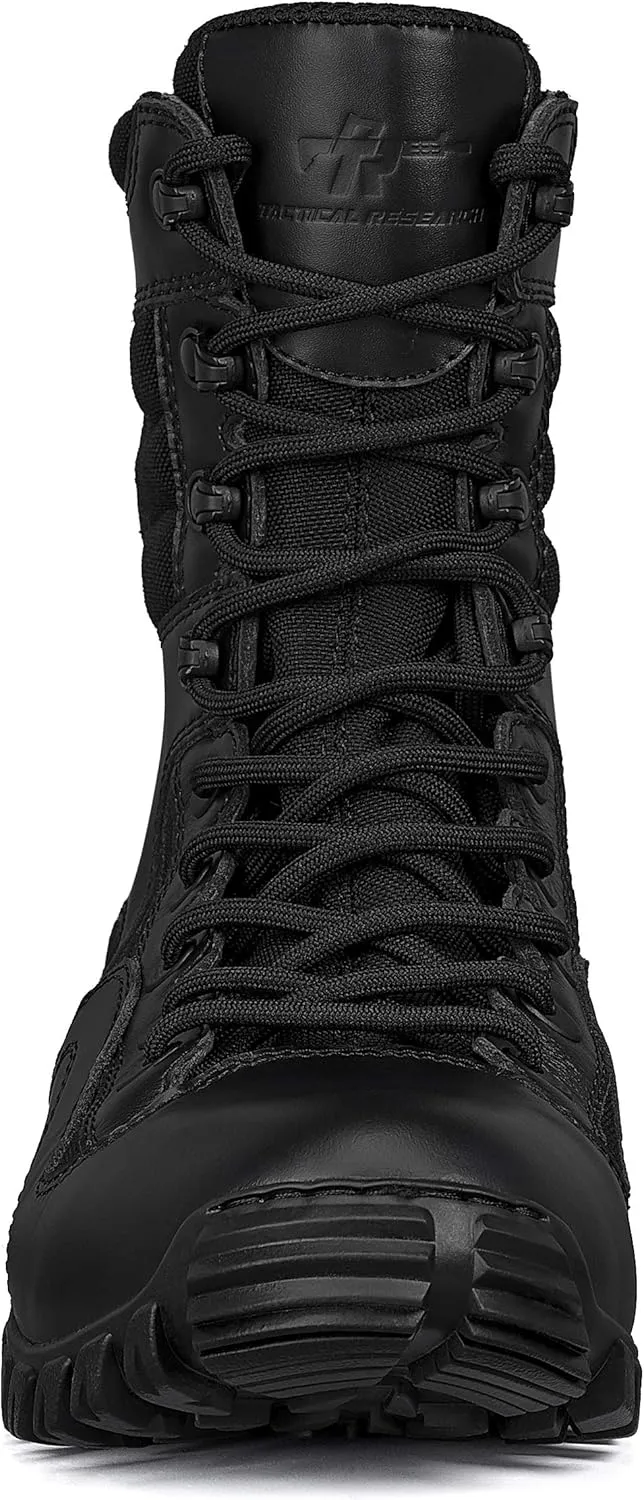 Tactical Research TR960 8” Lightweight Hot Weather Black Tactical Boots for Men - Polishable Leather Designed for Police, EMS, and Security Personnel with Vibram Ibex Outsole
