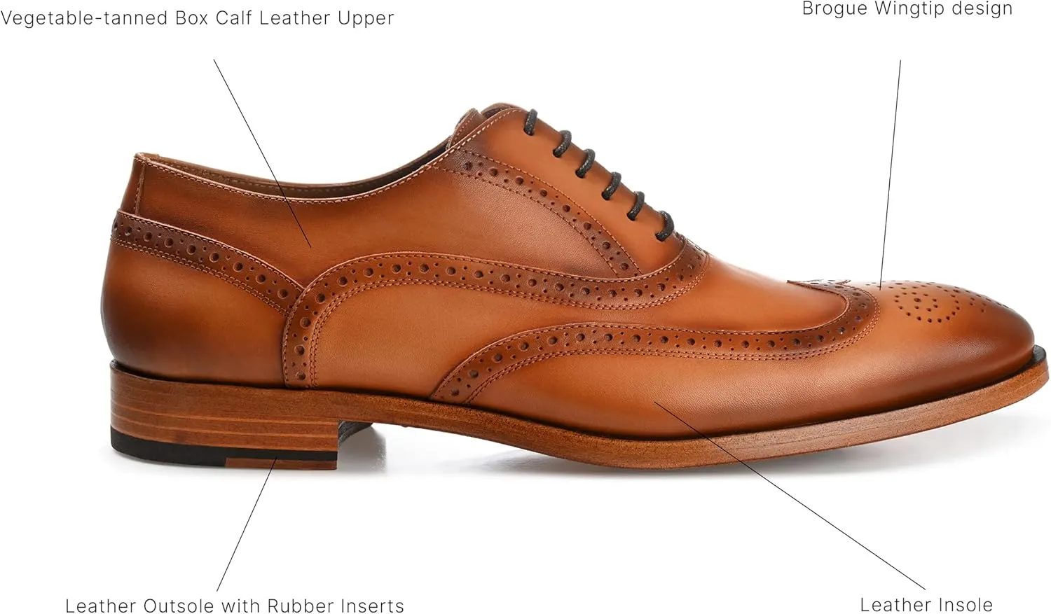 TAFT Men's Burnt Honey Beck Wingtip Oxford Shoes 9.5