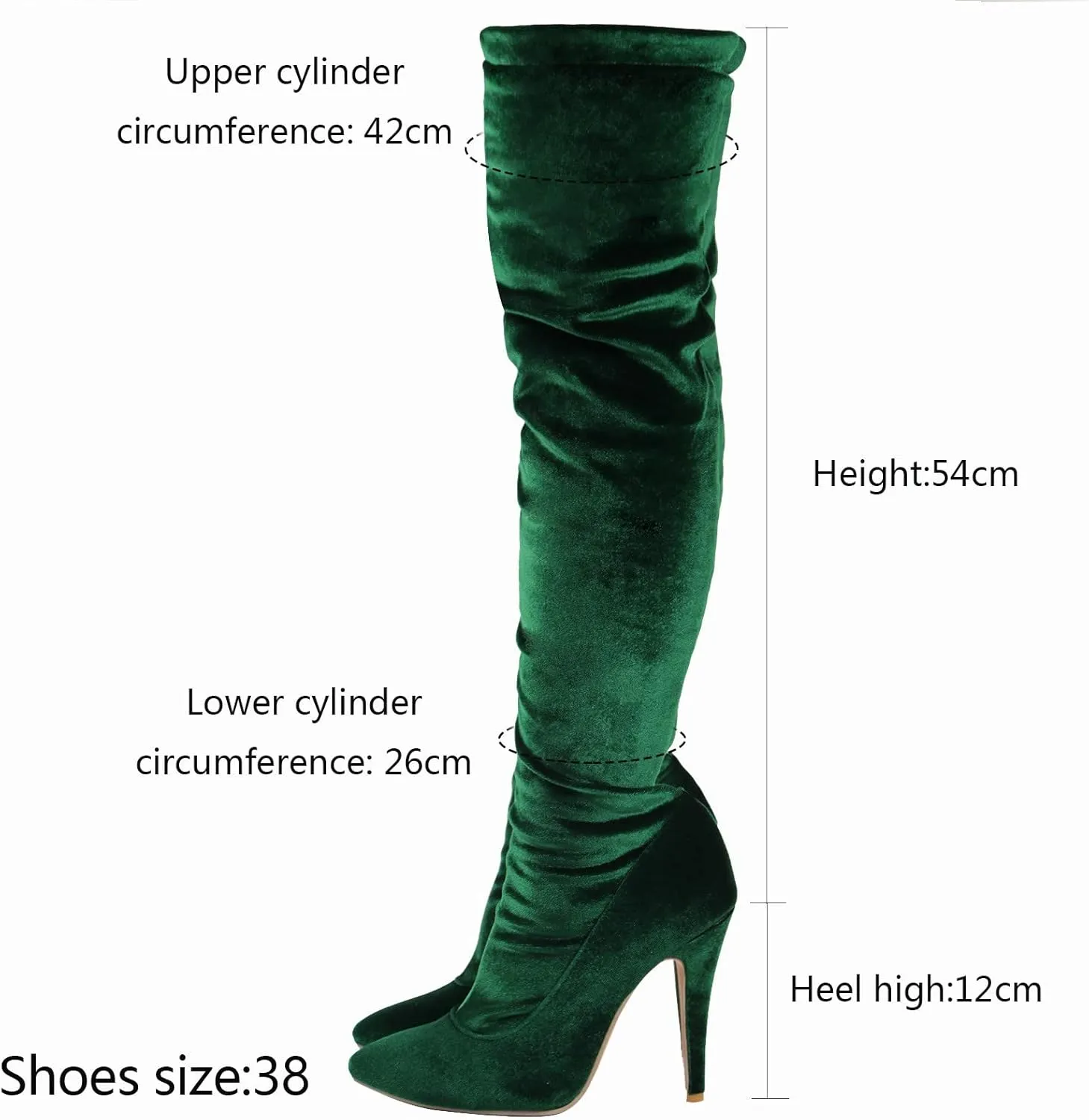 Thigh High Boots for Women Comfortable Stiletto over the Knee Boots Sexy Pointed Toe Zipper Thin High Heel Boots Solid Casual Ladies Shoes