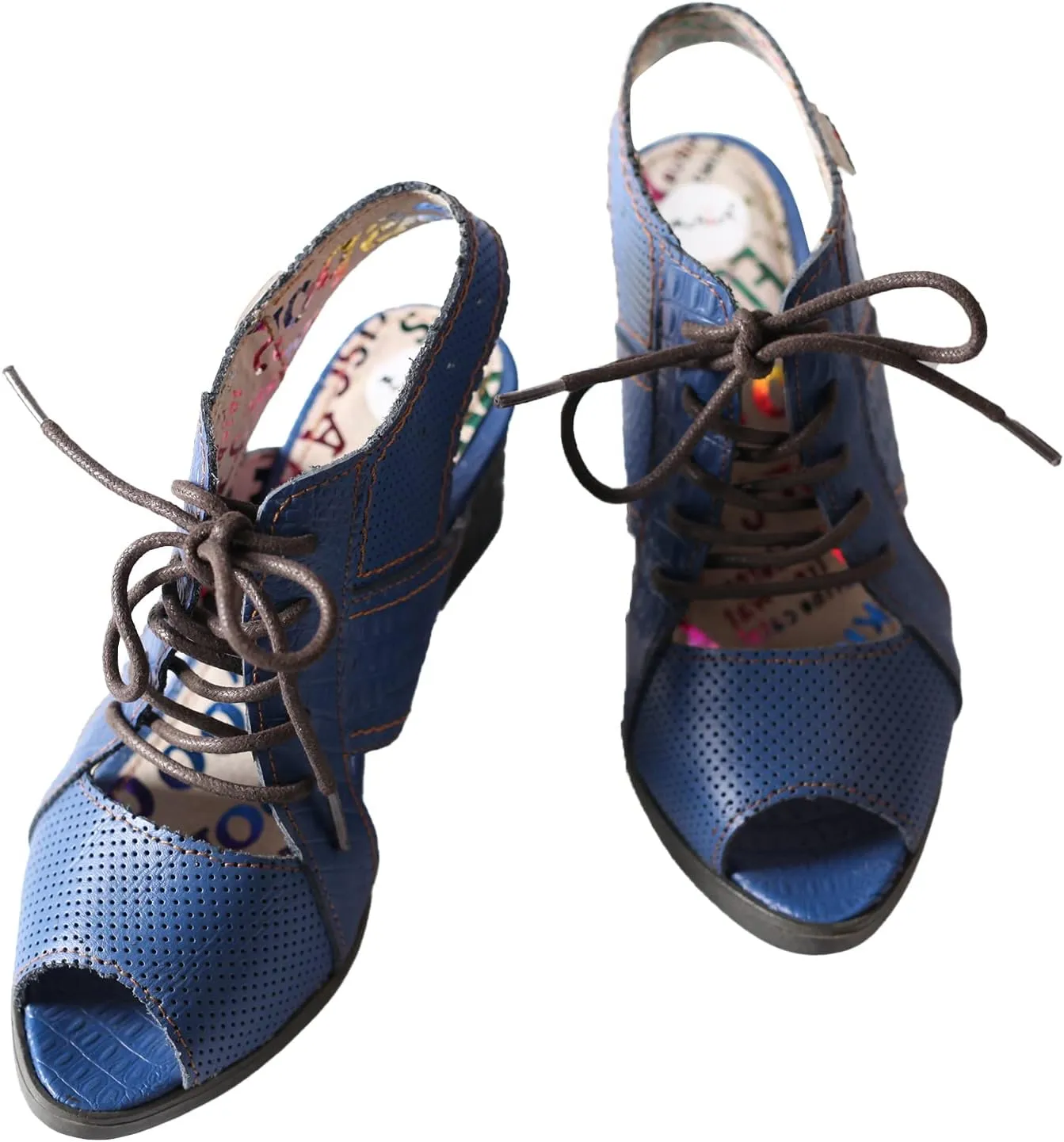 TMA EYES & MAiA Womens Lace-up Sandals Leather Mid Heeled Women Sandals