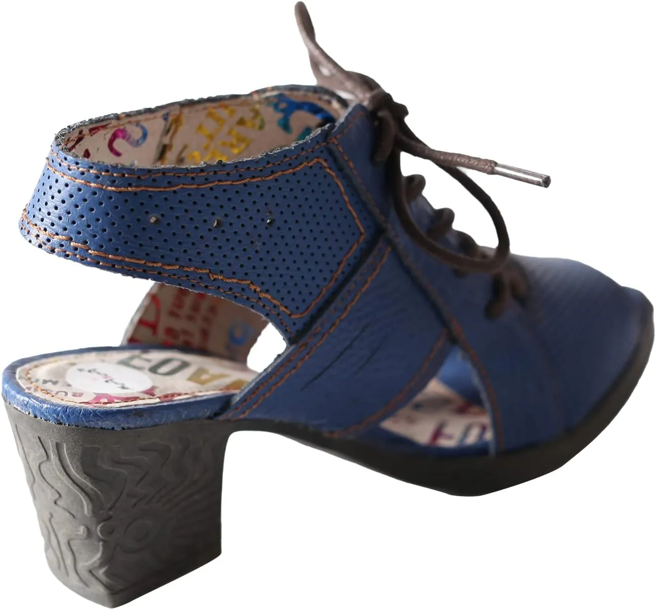 TMA EYES & MAiA Womens Lace-up Sandals Leather Mid Heeled Women Sandals