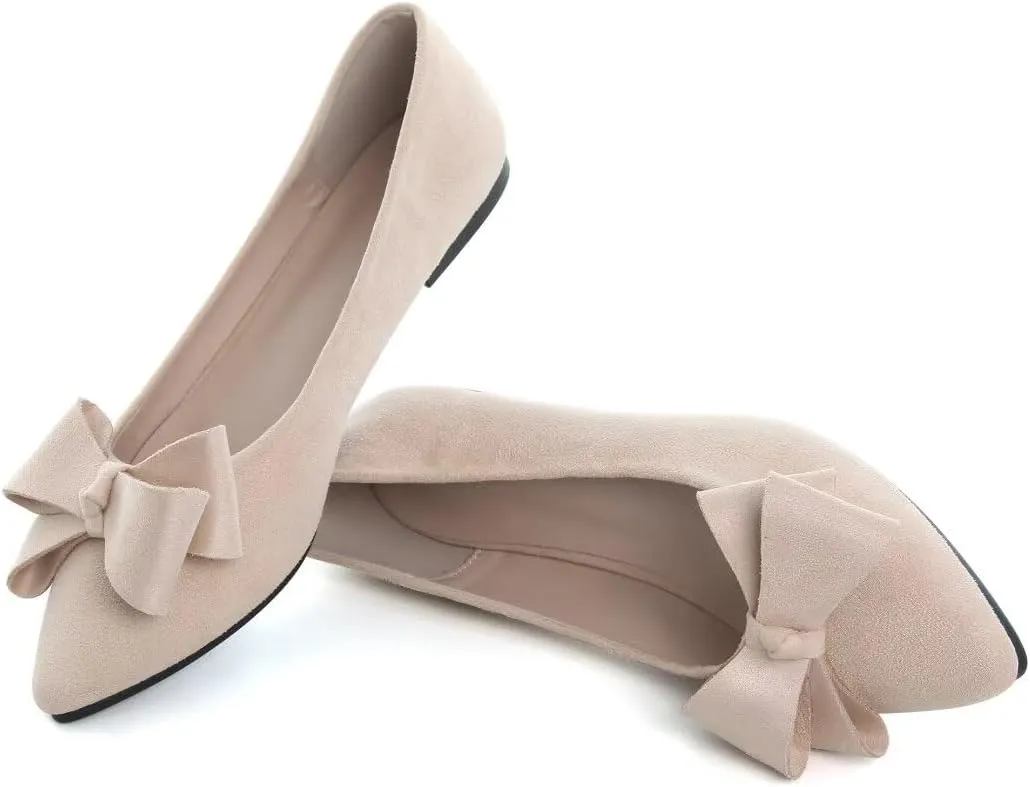 TN TANGNEST Women Classical Bowknot Flats Comfort Slip-on Pointed Toe Dress Shoes Walking Flats