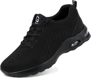 Tongzone Steel Toe Shoes for Women Men Safety Air Cushion Lightweight Sneakers Slip Resistant Industrial and Construction Work Shoes