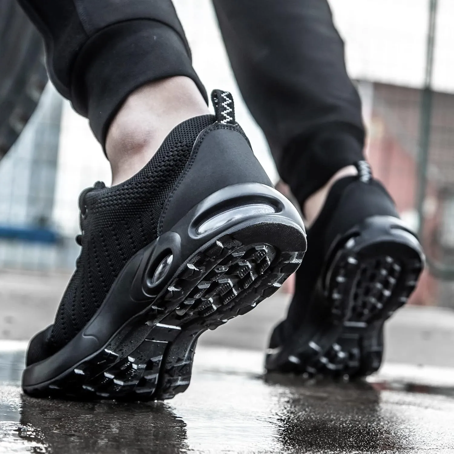 Tongzone Steel Toe Shoes for Women Men Safety Air Cushion Lightweight Sneakers Slip Resistant Industrial and Construction Work Shoes