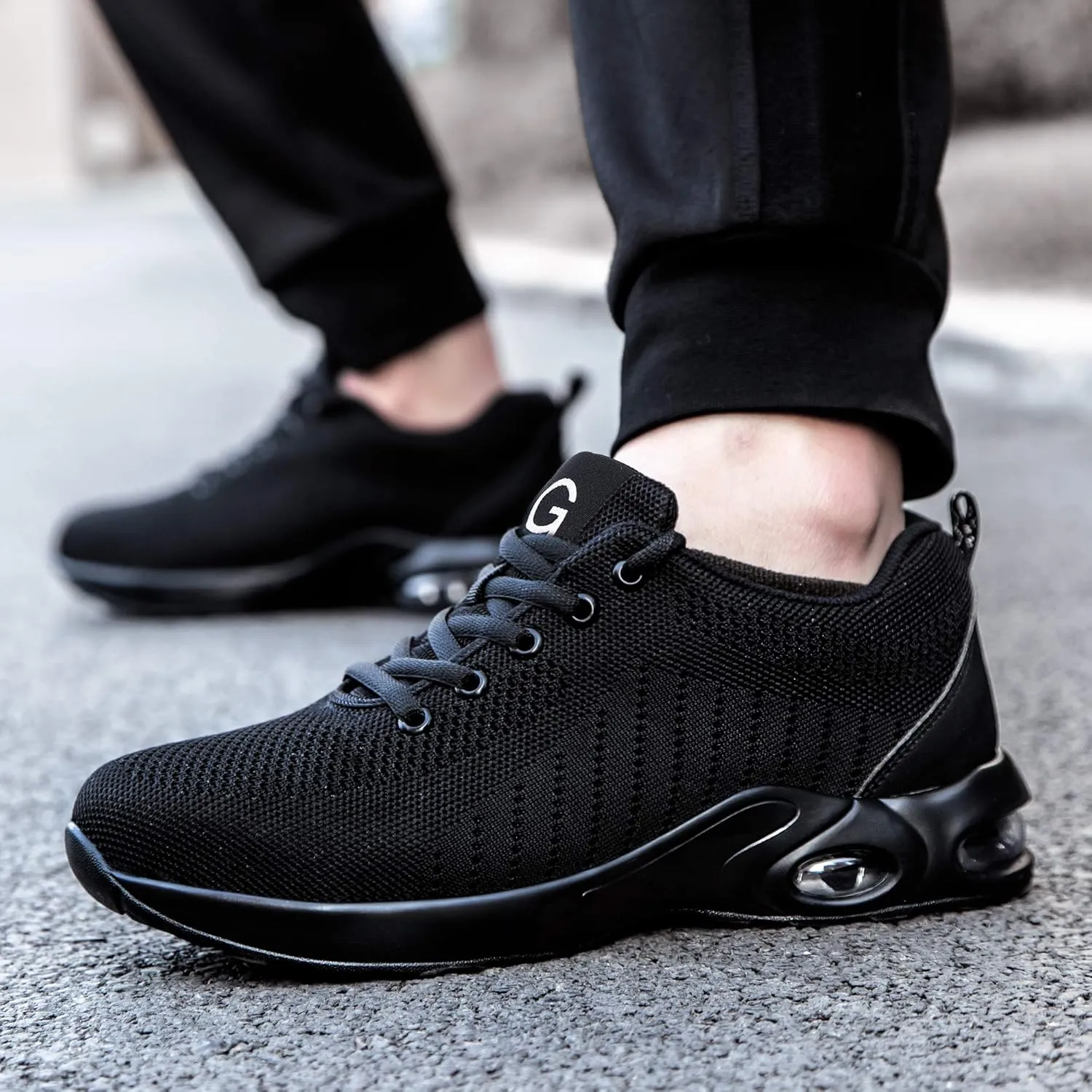 Tongzone Steel Toe Shoes for Women Men Safety Air Cushion Lightweight Sneakers Slip Resistant Industrial and Construction Work Shoes