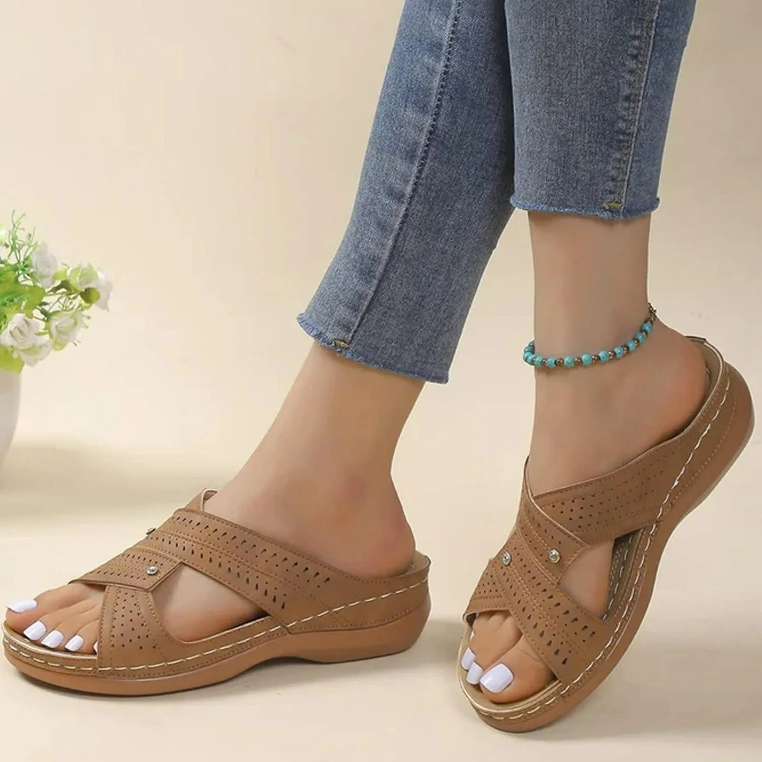 White Wedge Sandals for Women Orthopedic Leather Orthopedic Shoes for Women Dark Brown Sandals Women Dressy Womens Sandal with Arch Support Black Sandals Women Womens Strappy Heels