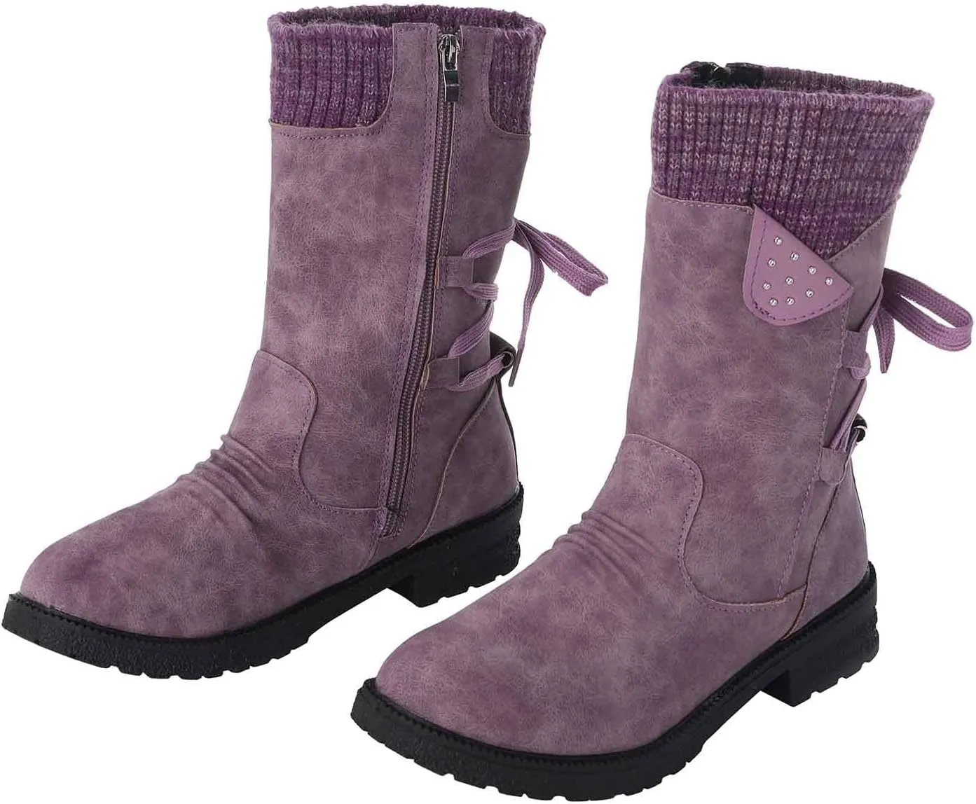 Winter Boots for Women Snow Boots for Women Women Fashion Casual Vintage Retro Lace Up Thick Heels Shoes Snow Boots