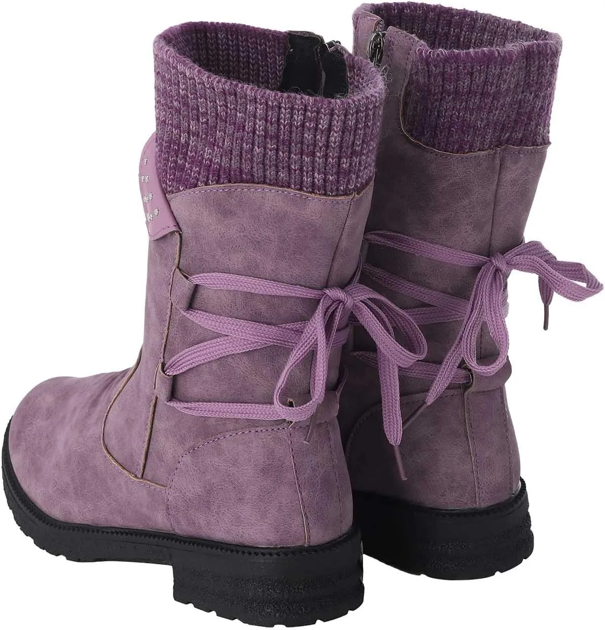 Winter Boots for Women Snow Boots for Women Women Fashion Casual Vintage Retro Lace Up Thick Heels Shoes Snow Boots