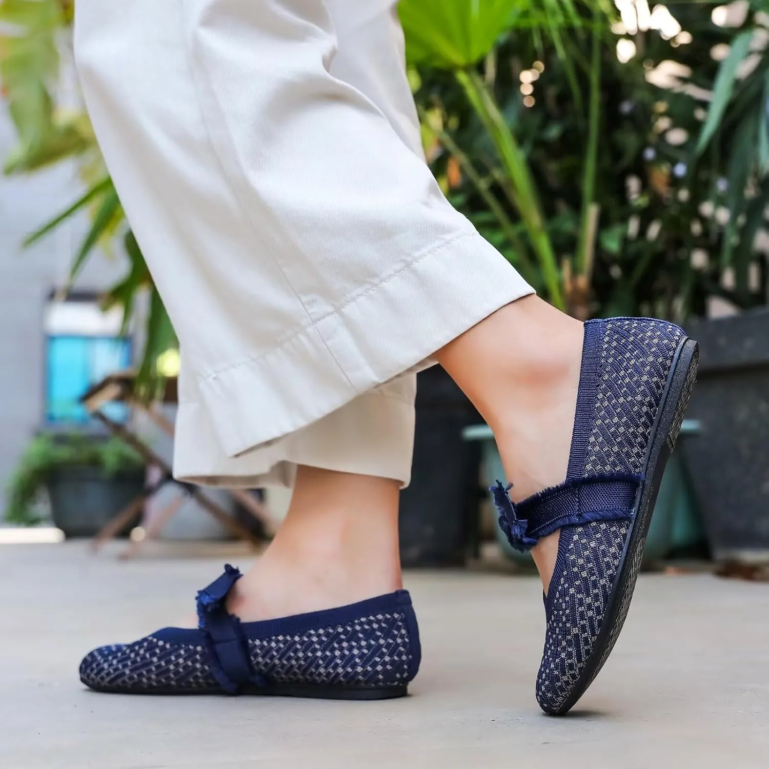 Women Mary Jane Flats Shoes Adjustable Strap Comfortable Office Dress Walking Shoes with Arch Support
