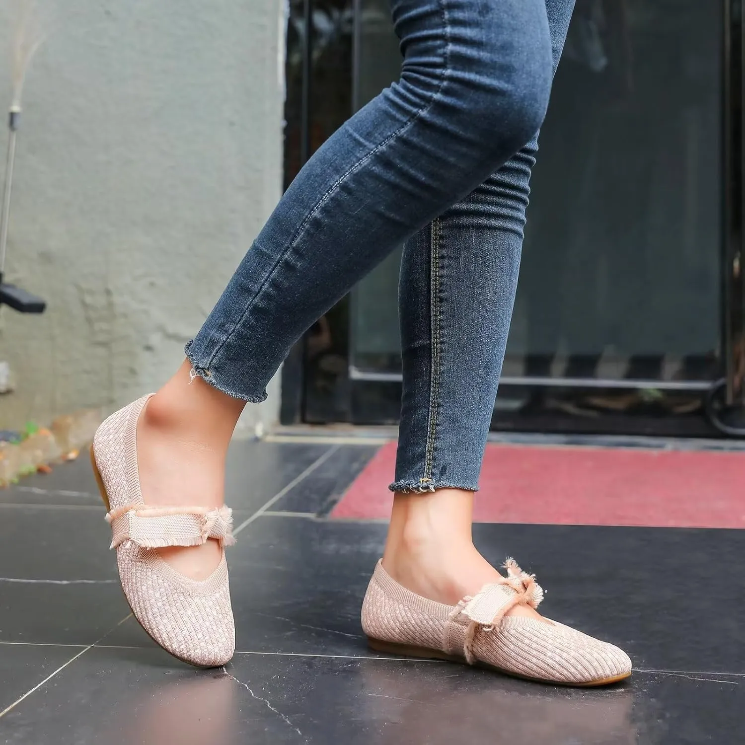 Women Mary Jane Flats Shoes Adjustable Strap Comfortable Office Dress Walking Shoes with Arch Support