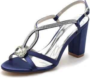 Women Rhinestone Open Toe Heel Shoes Strappy Wedding Party Bridal Sandals Evening Crisscross Straps High Heels