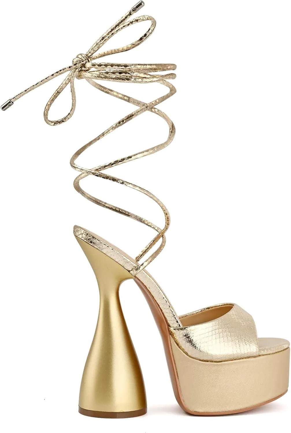 Women Sexy Platform Spike Heel Round Toe Lace Up heels Chunky Block Heel Heeled Dress Sandals