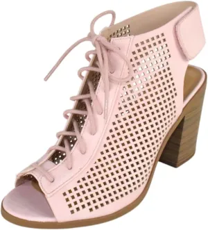 Women Shoes Ankle Strap Block High Heel Cutout Sandals Open Peep Toe Lace Up Booties Citizen-S