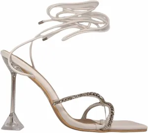 Women square toe lace up stiletto high heel gladiator sandals