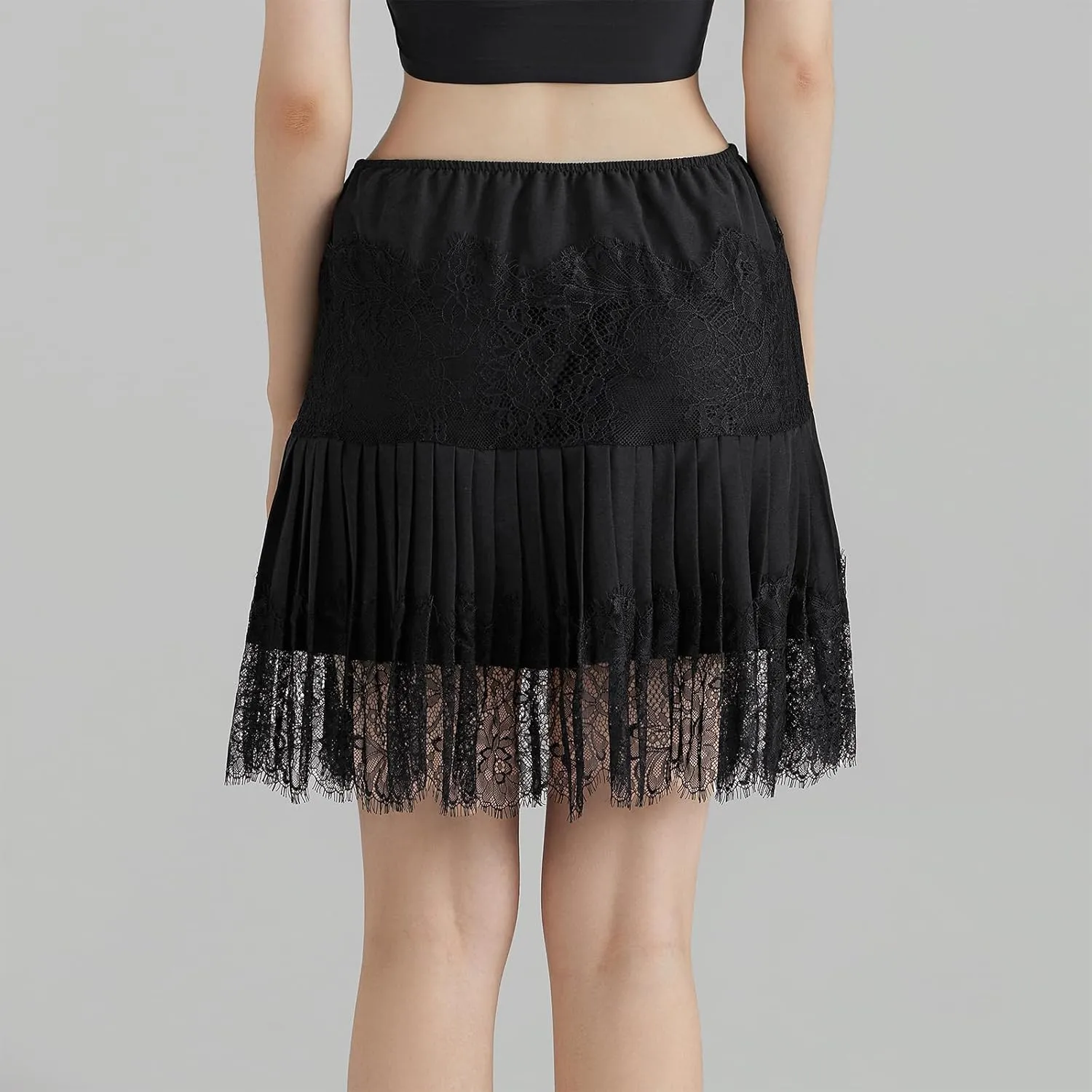 Women Y2k Lace Slip Skirt Mini Mid-Rise Ruffle Floral Lace Tiered Short Skirts Vintage Aesthetic Streetwear