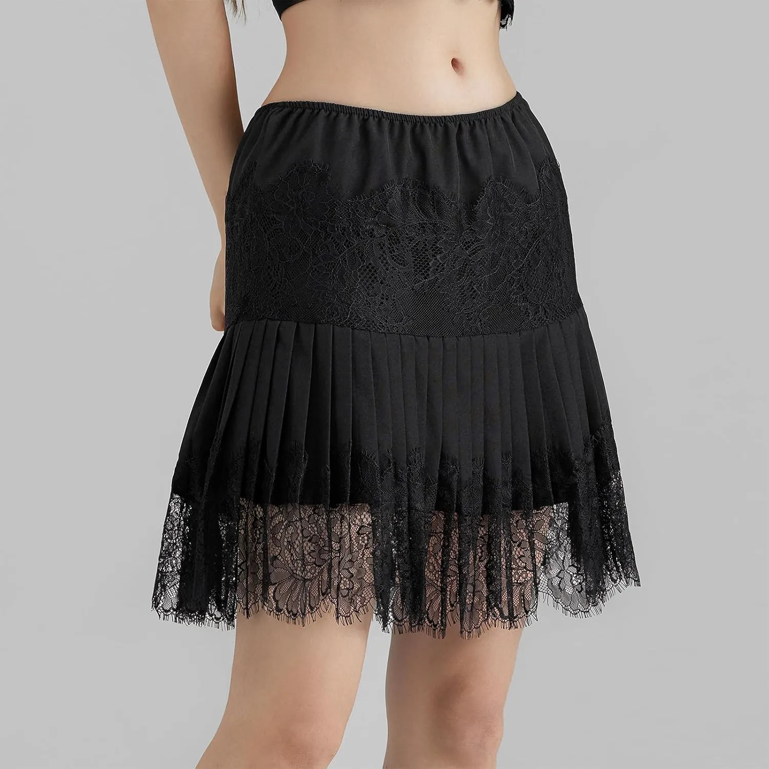 Women Y2k Lace Slip Skirt Mini Mid-Rise Ruffle Floral Lace Tiered Short Skirts Vintage Aesthetic Streetwear