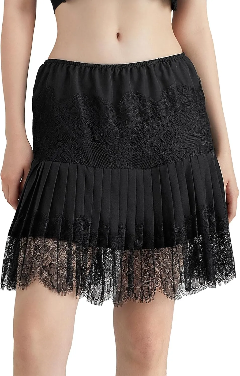Women Y2k Lace Slip Skirt Mini Mid-Rise Ruffle Floral Lace Tiered Short Skirts Vintage Aesthetic Streetwear