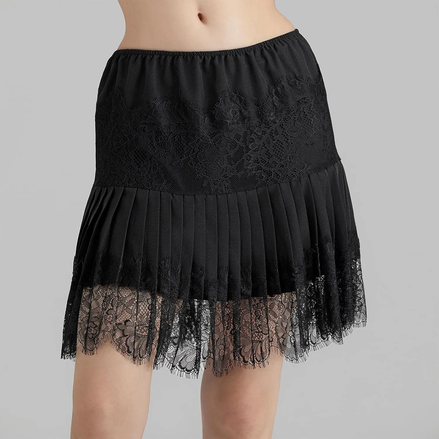 Women Y2k Lace Slip Skirt Mini Mid-Rise Ruffle Floral Lace Tiered Short Skirts Vintage Aesthetic Streetwear