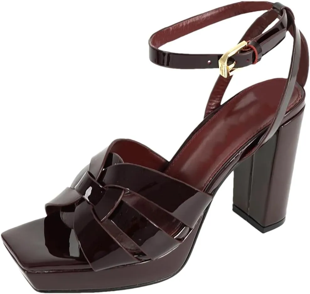 Women's 10cm Leather Sandals - Thick Heel Luxurious Party Shoes