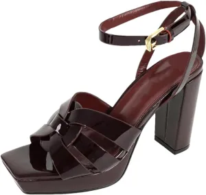 Women's 10cm Leather Sandals - Thick Heel Luxurious Party Shoes