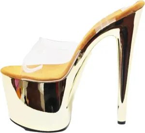 Women's 17cm Crystal Stilettos - Electroplate Pole Dancing Platform Sandals