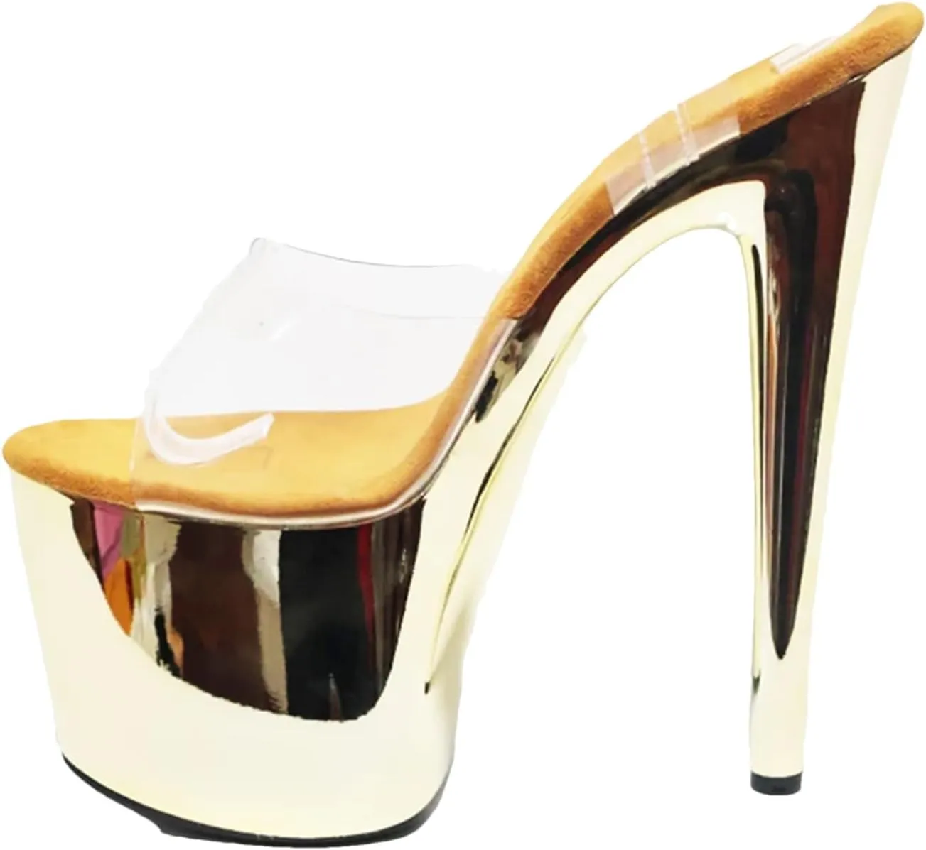 Women's 17cm Crystal Stilettos - Electroplate Pole Dancing Platform Sandals