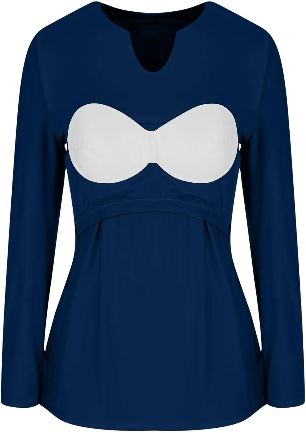 Women's 2025 Spring Long Sleeve T Shirts with Built in Bras Long Sleeve v Neck Tight Tops Casual Basic Tunic Blouse